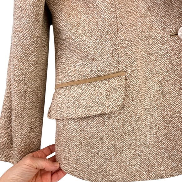 Vintage Due Per Due Bloomingdales Wool Silk Blend Blazer Herringbone Tweed 10/12 - Picture 7 of 13